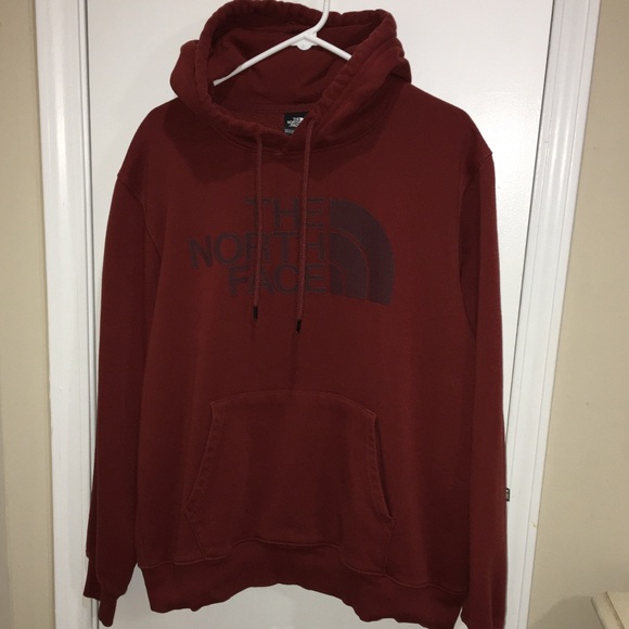 The North Face Other - The North Face Burgundy Long Sleeve Hoodie Logo Mens Size L Drawstring
